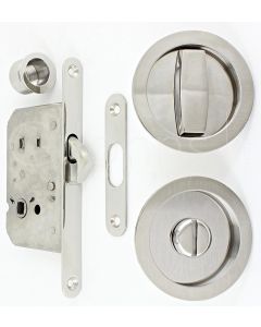 Bathroom Hook Lock For Sliding Pocket Doors - With Turn And Release - Polished Stainless Steel