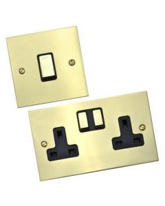 Bauhaus Light Switch & Socket Range - Flat Plate With Squared Edges - Polished Brass