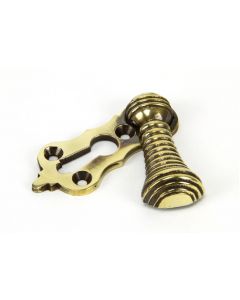 Beehive Standard Profile Covered Escutcheon - Face Fixed - Aged Brass Unlacquered