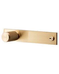 Buster & Punch Diamond Cut Knurled Pattern Cylinder Shape Cupboard Knobs With Back Plate - Satin Brass (Lacquered)