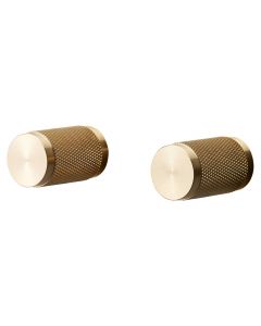 Buster & Punch Diamond Cut Knurled Pattern Cylinder Shape Cupboard Knobs - Satin Brass (Lacquered)