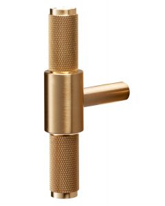 Buster & Punch Diamond Cut Knurled Pattern T-Bar Cabinet Door Pull Handle - Satin Brass (Lacquered)