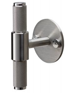 Buster & Punch Diamond Cut Knurled Pattern T-Bar Cabinet Door Pull Handle With Back Plate - Satin Stainless Steel