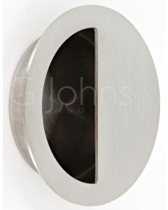 Circular Flush Pull Handle With Semi Circle Half Moon Grip - Satin Stainless Steel