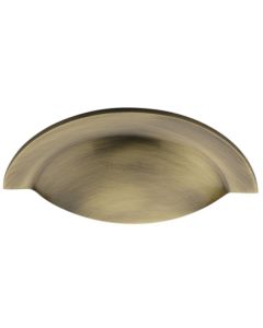 Crescent Shape Cup Handle - Rear Fix - 97mm Width (57mm Fixing Centres) - Antique Brass (Gloss Lacquered)