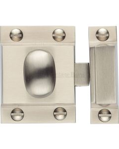 Cupboard Catch With Oval Knob - 53mm x 40mm - Satin Nickel