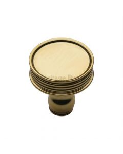 Reeded Disc Shaped Cupboard Knob - Polished Brass