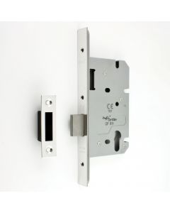 DIN Style Euro Profile Mortice Deadlock - 60mm Backset - Polished Stainless Steel (Shiny Finish)