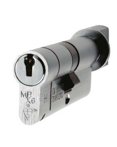 TS007 1 Star Rated - BS Kitemarked - 6 Pin Anti Snap Euro Cylinders High Security Range - Key & Tumb Turn - Brushed Satin Chrome