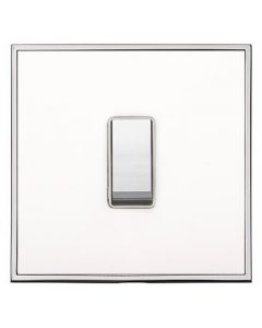 Executive Concealed Fix Plate Light Switch & Socket Range - Flat Screwless Plate With Squared Edges - White Plate With Polished Chrome Trim