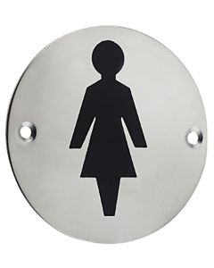 Female Symbol - Circular Screw Fix Sign - Polished or Satin Stainless Steel