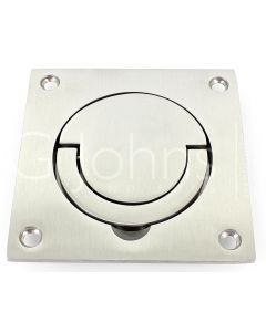 Flush Fitting Pull Out Ring Handle - Squash Court Style Door Handle - Satin Stainless Steel
