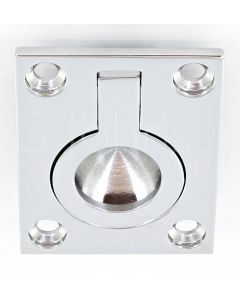 Flush Fitting Rectangular Ring Pull - Available In Two Sizes - Polished Chrome