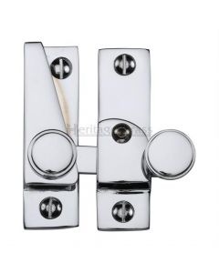 Hook Plate Sash Fastener With Button Knob - Polished Chrome