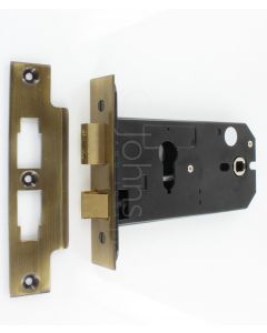 Horizontal Euro Profile Mortice Sash Lock - 152mm Case Depth - Florentine Bronze (Antique Brass Finish)