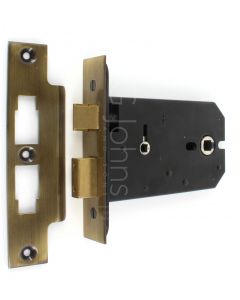 Horizontal Mortice Bathroom Lock - 127mm or 152mm Deep Case - Florentine Bronze (Antique Brass Finish)