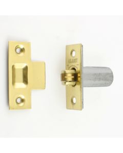 Adjustable Roller Ball Catch - Polished Brass With Brass Wheel