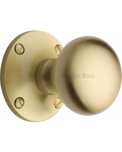 Kensington Round Mortice Knobs - Satin Brass
