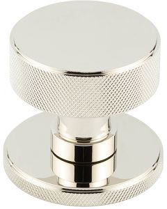 Knurled Design Mortice Knob With Concealed Fixed Rose - Polished Nickel