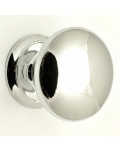 Large Plain Style Centre Front Door Knob - 100mm Diameter - Polished Chrome