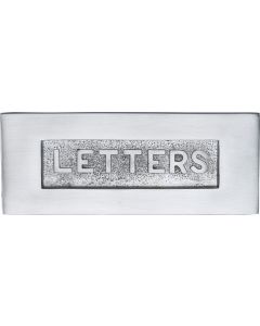 Letter Plate With Embossed "LETTERS" On Flap - 254mm x 101mm - Satin Chrome