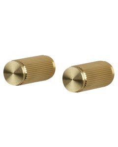 Linear Pattern Cylinder Shape Cupboard Knobs - Satin Brass
