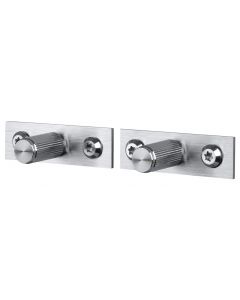 Linear Pattern Cylinder Shape Cupboard Knobs With Rectangular Backplates - Satin Stainless Steel