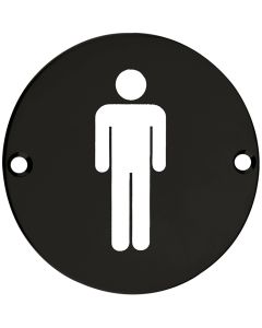 Male Symbol - Circular Screw Fix Sign - Matt Black