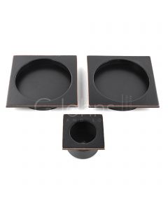 Square Design Flush Pull Handle Set For Sliding Pocket Doors - Oil Rubbed Dark Bronze