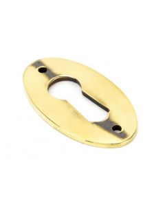 Period Standard Profile Oval Escutcheon - Face Fixed - Aged Brass Unlacquered