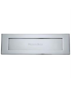 Extra Large Front Door Letter Plate (Accepts A4) - 402mm x 124mm - Polished Chrome