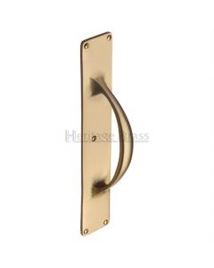 Pull Handle On Plain Plate - Face Fixed - Satin Brass