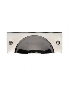 Rectangular Shape Cup Handle - 112mm Width - Face Fix - Polished Nickel