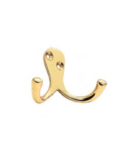 Double Robe Hook - Polished Brass
