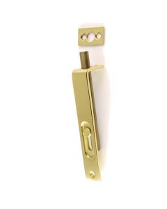 Small Flush Bolt With Slide Knob For Double Doors - Polished Brass