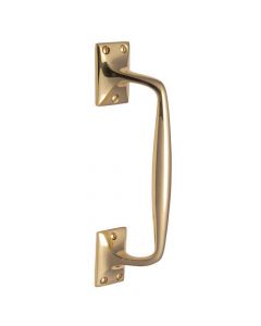 Cranked Design Pub Style Face Fix Pull Handle - Polished Brass