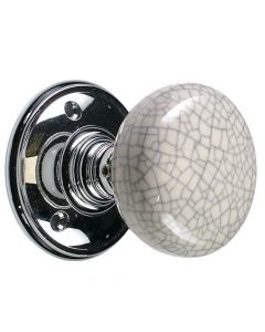 Mortice Door Knobs - Porcelain & Blue Crackle - Polished Chrome Rose