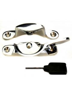 Narrow Patten Locking Fitch Fastener - For Double Glazed Sash Windows - Polished Chrome