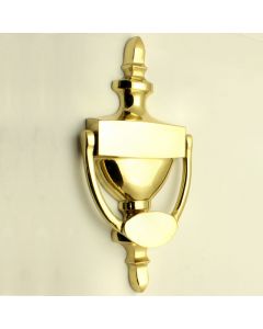 Traditional Pattern Urn Style Front Door Knocker - 202mm x 97mm - PVD Brass