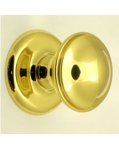 Centre Front Door Knob - Polished Brass - 66mm Diameter