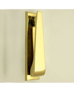 Contemporary Design Narrow Style Front Door Knocker - Polished Brass