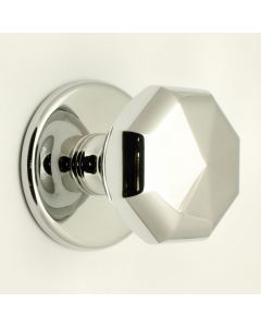 Octagonal Pattern Centre Front Door Knob - Polished Chrome