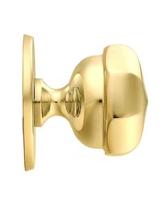 Octagonal Pattern Centre Front Door Knob - PVD Non Tarnish Brass