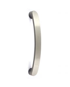 Radius End Flat Bow Shape Cupboard Handle - Available In Two Lengths - Satin Nickel