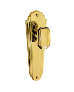 Charlston Range - 1930's Art Deco Style Mortice Door Knobs On Backplate - Polished Brass