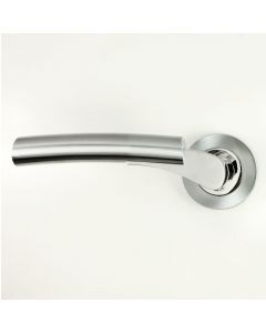 Arkus Lever Handles On Rose - Dual Finish Satin & Polished Chrome