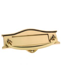 Shaped pattern Letter Plate With Knocker - Polished Brass