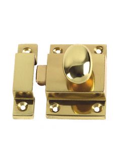 Cupboard Catch With Oval Knob - Polished Brass