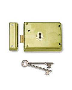 Surface Mounted Rim Deadlock - Polished Brass