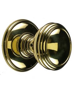 Plain Flat Bun Shape Door Knobs - Polished Brass